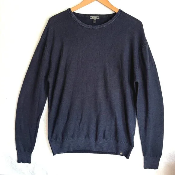 mens size‎ XXL navy blue virgin wool Belstaff sweater jumper seedstitch